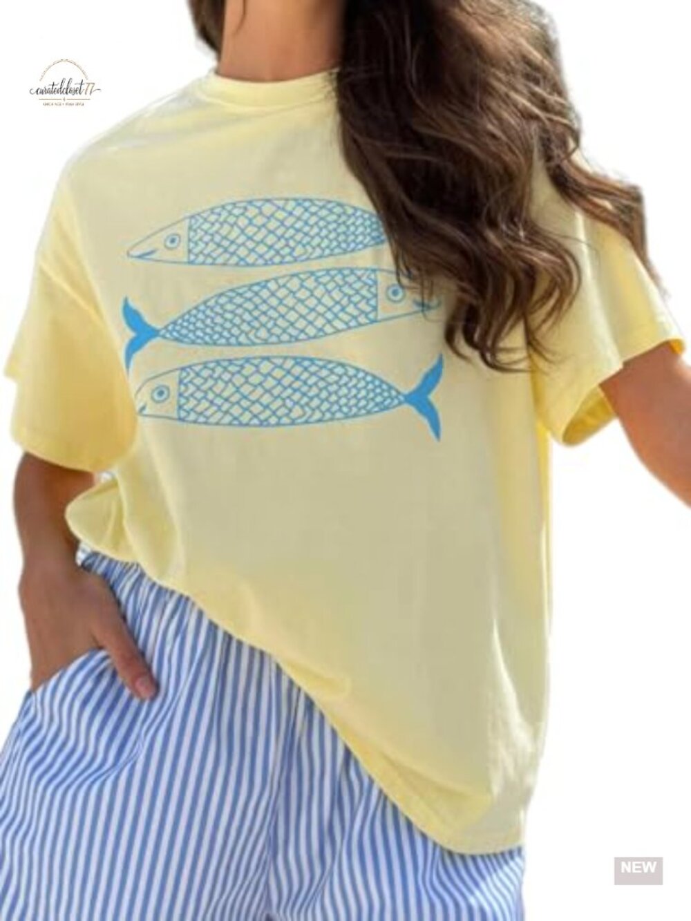 Y2K Lobster Graphic Oversized Tee, Baggy Vintage Fish Print T-Shirt, Cotton
